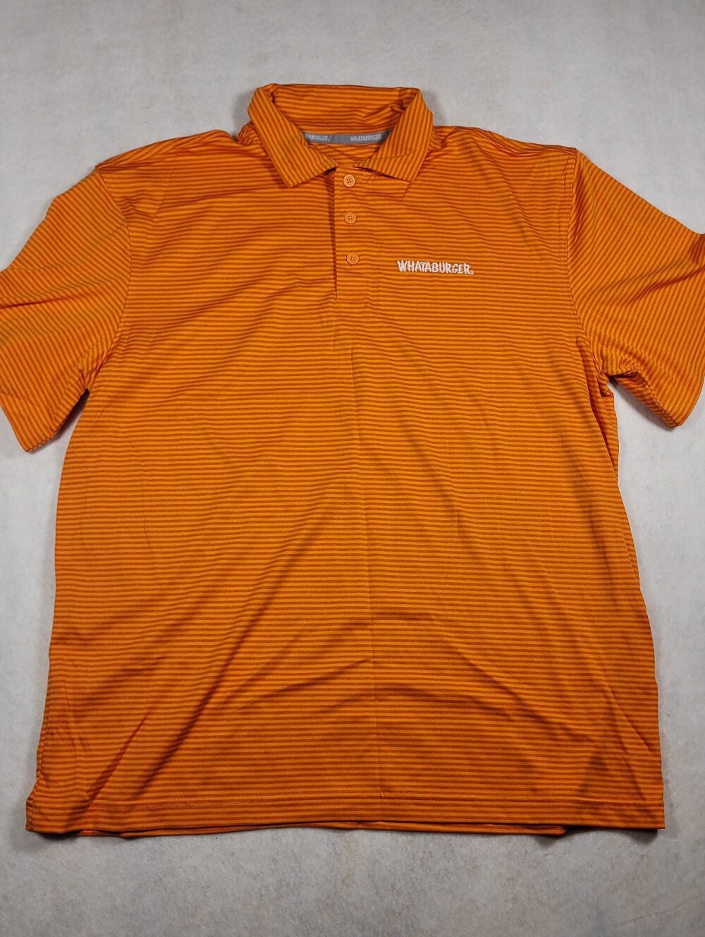 Whataburger Orange Stripe Crew Uniform Performance Polo Shirt Size Large